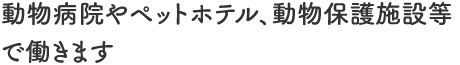 動物病院やペットホテル、動物保護施設等で働きます