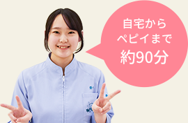 自宅からペピイまで約80分